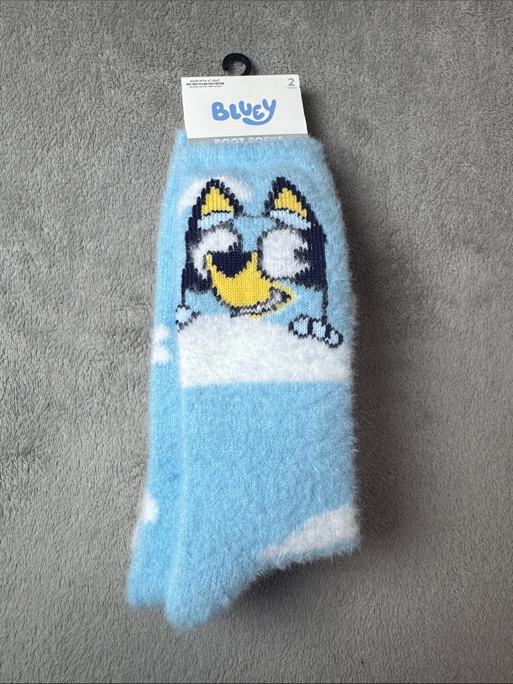 Kids Fuzzy Blue Character Socks